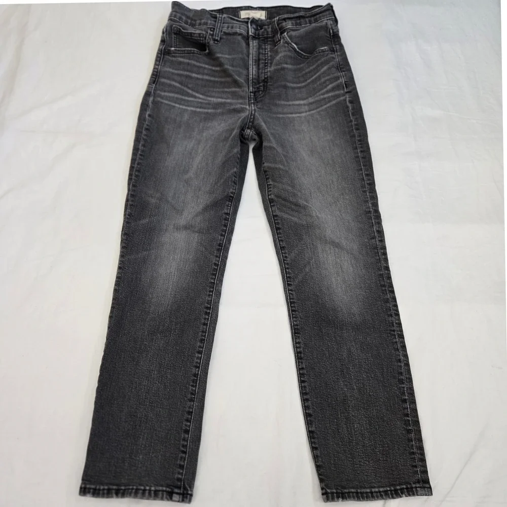 Madewell The‎ Perfect Vintage Crop Jean 26 Black Wash High Rise Distressed 26x26